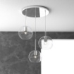 Immagine di Lampadario A Sospensione Tre Luci Moderno Ampolle Sfere Vetro Future 1155 S3TM Top Light