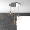 Immagine di Lampadario A Sospensione Tre Luci Moderno Ampolle Sfere Vetro Future 1155 S3TM Top Light