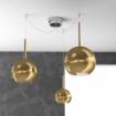 Immagine di Lampadario Per Salotto Moderno Con Decentramento 3 Luci Sfere Vetro Future Top Light