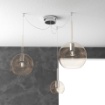 Immagine di Lampadario Per Salotto Moderno Con Decentramento 3 Luci Sfere Vetro Future Top Light