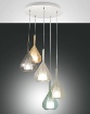 Immagine di Grande Lampadario Salotto 5xE27 Vetri Multicolor Lila Ø50 cm Fabas