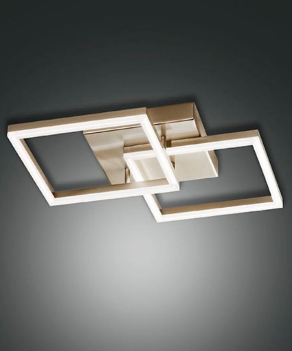 Immagine di Lampadario a Soffitto Doppio Quadrato Led Bard Oro Opaco Fabas 