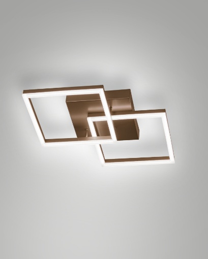 Immagine di Plafoniera Moderna 2 Quadrati Metallo Corten Led Dimmer Bard Fabas