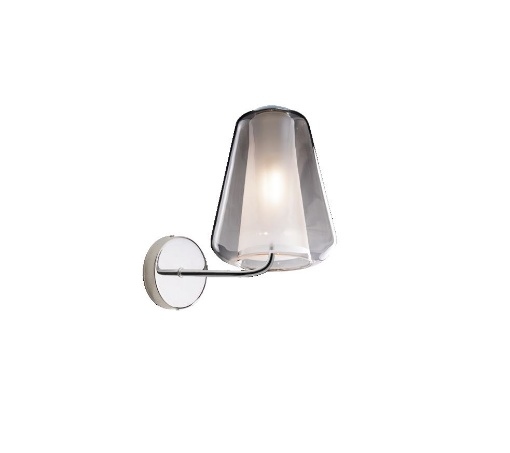 Immagine di Applique Moderna Cono Vetro Soffiato Gamma Struttura Cromo Double Skin 1176 Top Light