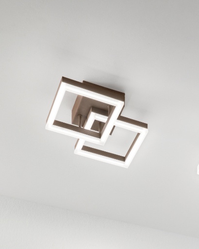 Immagine di Lampada Moderna da Soffitto Doppio Quadrato Corten Bard Led 21w 3000k Fabas