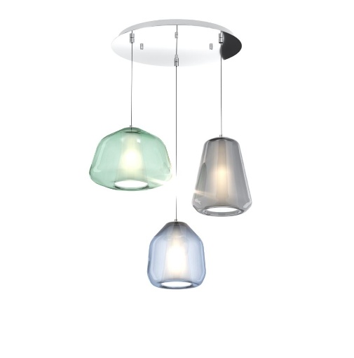 Immagine di Lampadario Da Salotto Rotondo Con Pendenti Vetro Multicolor 3 Luci E27 Double Skin Top Light