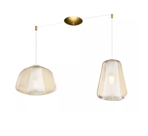 Immagine di Lampade A Sospensione Regolabile Con Decentramento 2 Luci Vetri Ambra Double Skin Top Light