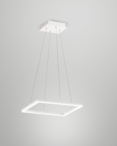 Immagine di Sospensione Bianca Quadrato Led 39w Dimmer Bard 42x42 cm Fabas