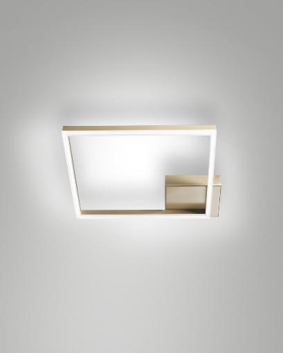 Immagine di Grande Lampada Quadrata da Soffitto Led Bard Oro Opaco Fabas