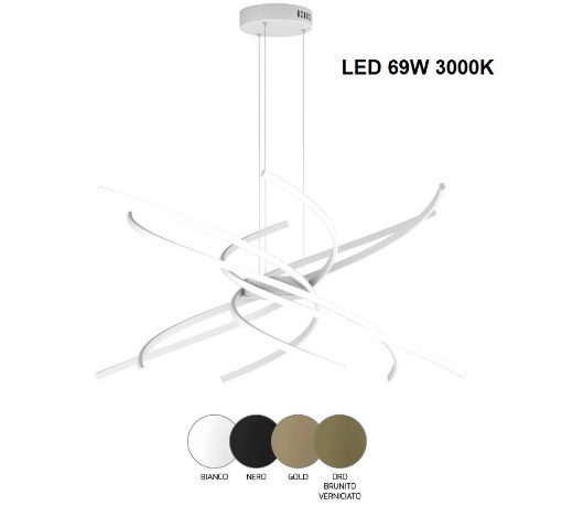 Picture of Lampadario Design Moderno Curvo Led 69w 4000k Tornado 80cm Top Light