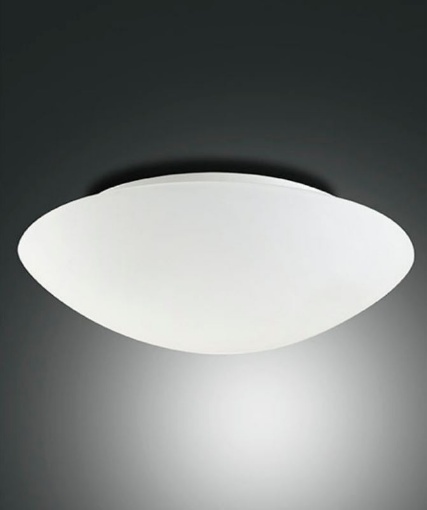 Immagine di Lampada da Soffitto Paralume Vetro Soffiato Bianco Ø46 cm Pandora 2xE27 Fabas