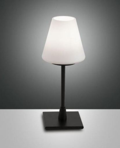 Picture of Lumetto Nero con Paralume G9 Vetro Soffiato Bianco Touch Dimmer Lucy Fabas  