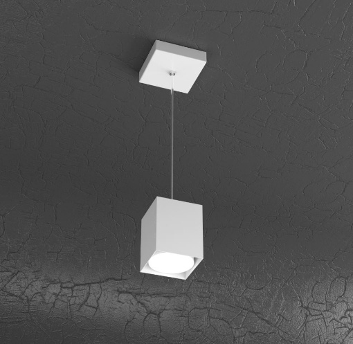 Immagine di Lampada Pendente Quadrata Per Cucina Cubo Metallo Led Gx53 1129 S10 Top Light