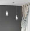 Immagine di Lampadario Decentrato Per Cucina Due Luci Spostabili Coni Vetro Bianco Trasparente Top Light Cone