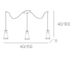 Immagine di Lampadario Da Salotto Moderno Con Decentramento Coni Vetro Bianco Trasparente Top Light Cone