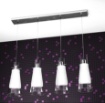 Immagine di Lampadario Binario Per Tavolo Da Pranzo 4 Luci Coni Vetro Bianco Trasparente Top Light Cone 1079/S4