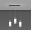 Immagine di Lampadario Da Tavolo 3 Luci In Linea Cilindri Vetro Bianco Trasparente Top Light Cilinder 1078/S3