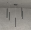 Immagine di Lampadario Da Soggiorno Con Decentramento Cilindri Pendenti 5 Luci Round Tube Top Light 1174/S5