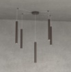 Immagine di Lampadario Da Soggiorno Con Decentramento Cilindri Pendenti 5 Luci Round Tube Top Light 1174/S5