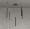 Immagine di Lampadario Da Soggiorno Con Decentramento Cilindri Pendenti 5 Luci Round Tube Top Light 1174/S5