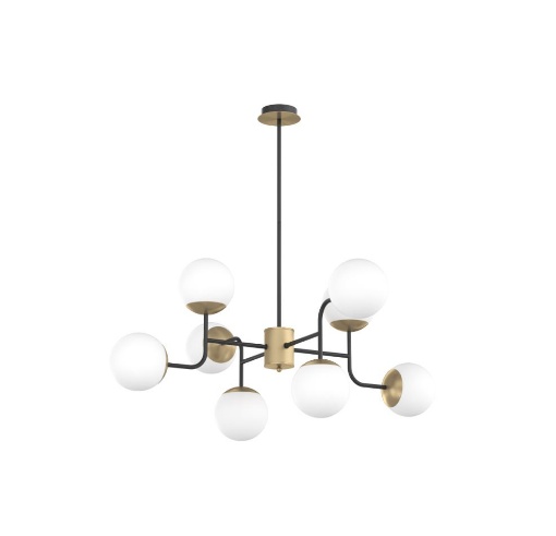 Immagine di Lampadario Contemporaneo Nero Ottone 8 Sfere Vetro Per Soggiorno Top Light Clear 1198 L8