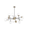 Immagine di Lampadario Per Soggiorno Regolabile Nero Ottone 12 Luci E27 Sfere Vetro Clear Top Light 1198