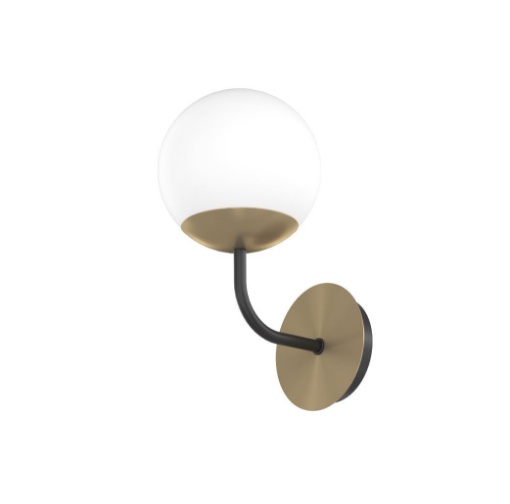 Immagine di Applique Da Comodino Nero Ottone Con Sfera Vetro  Contemporaneo Clear Top Light 1198 A1