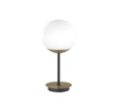 Immagine di Abatjour Da Comodino Sfera Vetro Bianco Struttura Nero Ottone Clear Top Light 1198 P