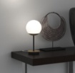 Picture of Abatjour Da Comodino Sfera Vetro Bianco Struttura Nero Ottone Clear Top Light 1198 P