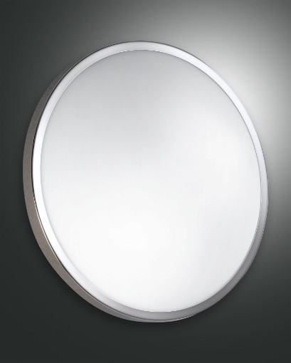 Picture of Plafoniera Cromo Paralume Vetro Bianco 3 Luci Plaza IP41 Ø40 cm Fabas 