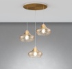 Immagine di Lampadario Moderno Ottone 3 Pendenti Vetro Colorato Per Soggiorno Dress Top Light 1191