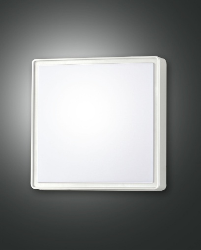 Immagine di Plafoniera Led Quadrata Policarbonato Bianco 24x24 cm Oban IP65 Fabas 