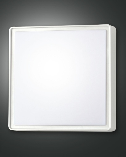 Immagine di Plafoniera Led 27w Quadrata Policarbonato Bianco 30x30 cm Oban IP65 Fabas 