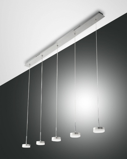 Immagine di Lampadario Lineare Per Cucina 5 Dischi Led 40w Dunk Alluminio L136 cm Fabas 