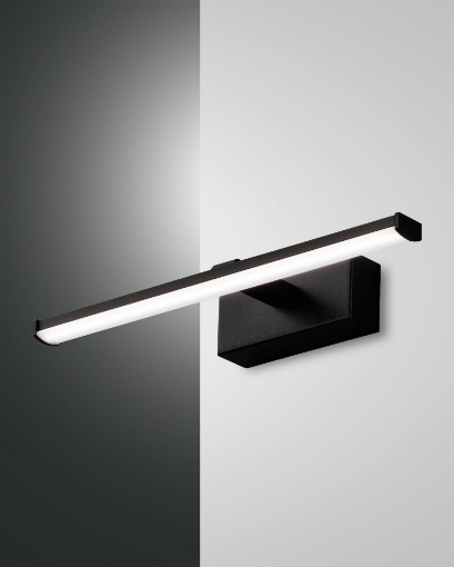 Immagine di Applique Led Lineare Specchio Bagno IP44 Nala Nero L.30 cm Fabas