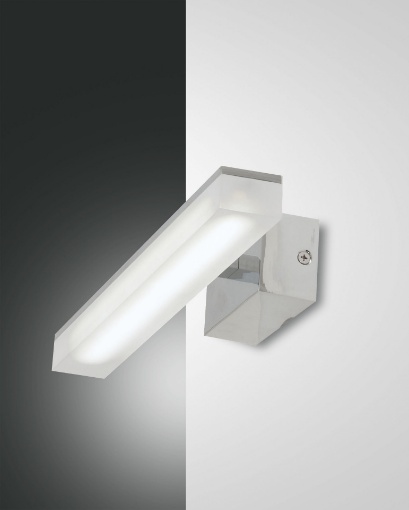 Immagine di Applique Cromo Rettangolo Led per Specchio Bagno IP44 Saura Fabas