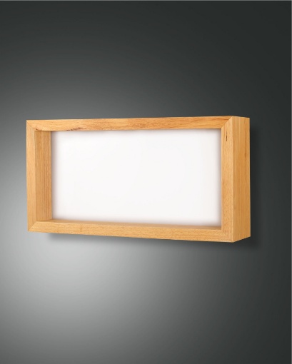 Immagine di Applique Nordica Rettangolo Bordo Legno Quercia Diffusore Led 35w Window Fabas