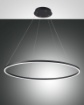 Immagine di Grande Lampadario a Sospensione Anello Nero Led 60w Dimmer Giotto D.100 cm Fabas