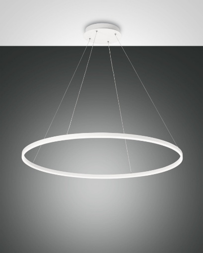 Immagine di Grande Sospensione Design Anello Led 4000k Dimmer Giotto Bianco D.100 cm Fabas