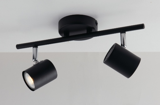 Immagine di Lampada Con 2 Faretti Cilindrici GU10 LED Orientabili Spot Zero Parete o Soffitto Fan Europe