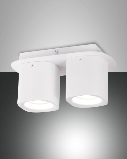 Picture of Lampada Doppio Faretto Cubo Stondato 2xGU10 Smooth Bianco IP44 Fabas 