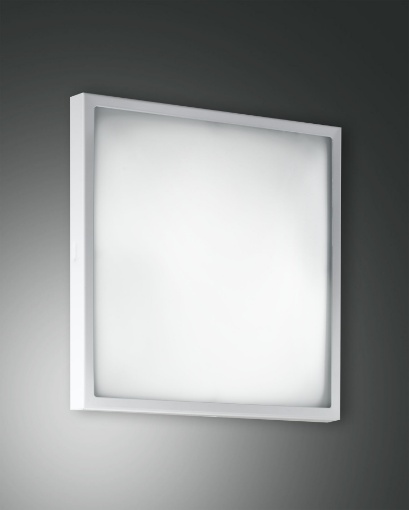 Immagine di Plafoniera Bianca Quadrata 30x30 cm Osaka Led Diffusore Lastra Vetro Fabas 