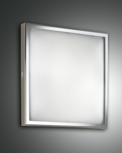 Picture of Lampada Cromo da Soffitto Quadrata 30x30 cm Osaka Led Diffusore Lastra Vetro Fabas 