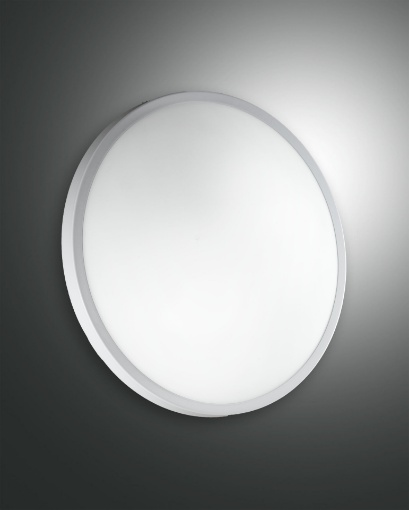 Picture of Plafoniera Bianca Circolare da Bagno Vetro Plaza Led IP41 Ø30 cm Fabas 