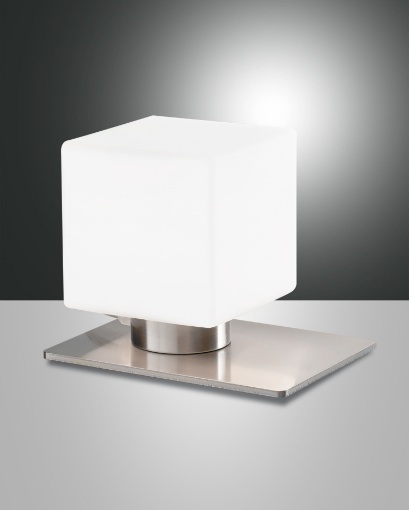 Immagine di Lumetto Base Nichel e Diffusore Cubo Vetro G9 LED Dimmer Inclusa Zara Fabas