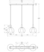 Immagine di Sospensione Lineare Cucina Moderna 3xE27 Paralumi Vetro Fumé Bretagna Fabas 