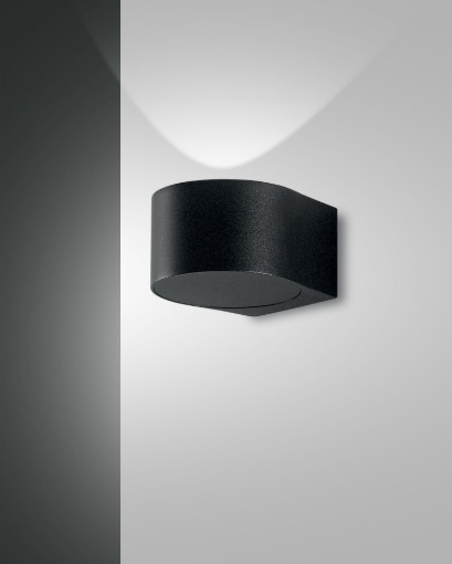 Immagine di Applique Nera da Esterno Stondata Mono-emissione Led Lao IP65 Fabas