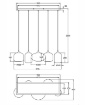 Immagine di Lampadario Moderno Paralumi Diverse Forme Vetro Soffiato Fumé Gillis 5xE27 Fabas