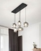 Immagine di Lampadario Moderno Paralumi Diverse Forme Vetro Soffiato Fumé Gillis 5xE27 Fabas