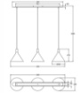 Immagine di Lampadario Bilanciere 3xE27 Coni Vetro in Linea Vincent Rustica Fabas